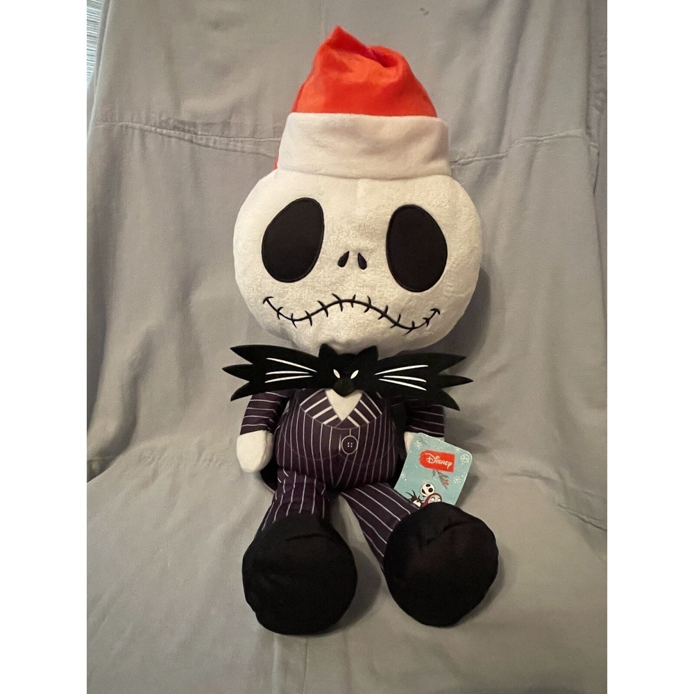 NEW Disney‎ The Nightmare Before Christmas Jack Skellington Plush 16" Santa Hat